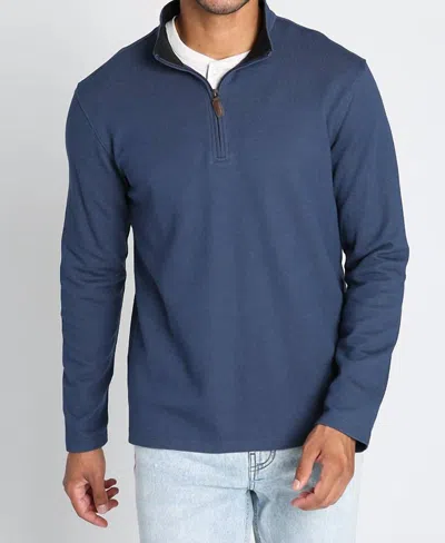 Jachs New York Cotton Modal Blend Quarter Zip In Indigo In Multi