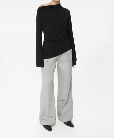 Dal The Label Modal Asymmetric Knit Top In Black