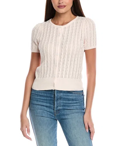 Design History Button Front Linen-blend Cardigan In Pink