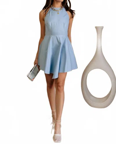 How Very Loved Catherine Halter Mini Dress In Light Blue In Blue