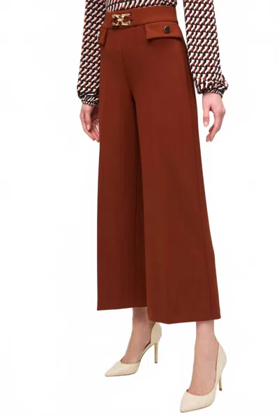 Joseph Ribkoff Scuba Crepe Wide-leg Pull-on Cropped Pants In Cinnamon In Red