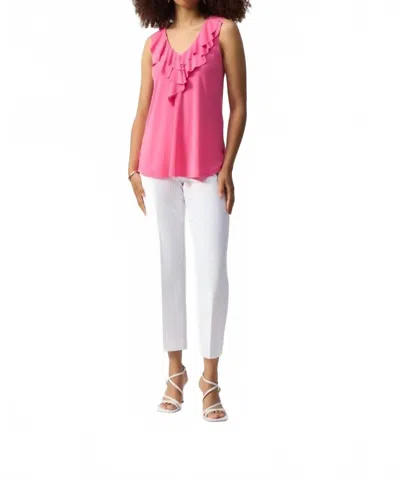Joseph Ribkoff Silky Knit Sleeveless Tunic With Ruffles In Bubble Gum In Pink