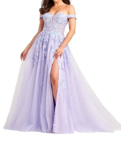 Ellie Wilde Ew35058 Long Beaded Ball Gown Prom Dress In Blue