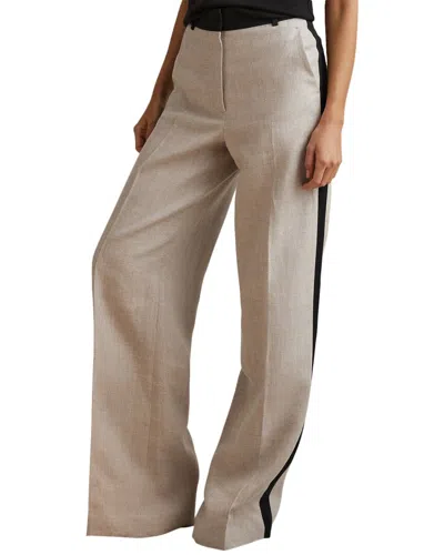 Reiss Luella Wide Leg Side Stripe Linen Trouser In Nude
