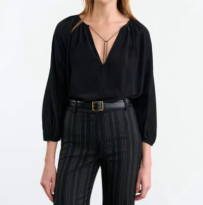 Nili Lotan Cristo Silk Blouse In Black In Black