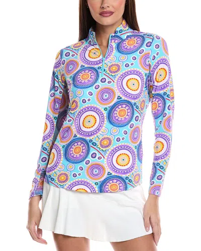 Ibkul Leona Long Sleeve Mock Neck Top In Blue