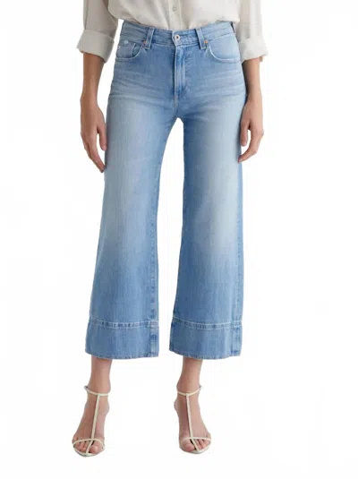 Ag Saige Mid Rise Wide Leg Crop Jean In Dana Point In Blue