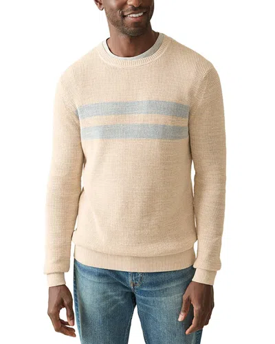 Faherty Sunwashed Stripe Textured Organic Cotton Crewneck Sweater In Blue
