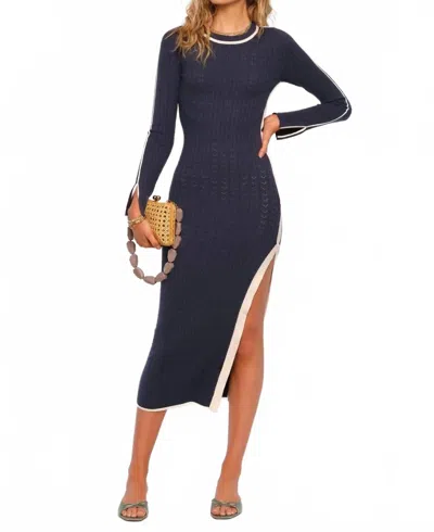 Heartloom Harris Slit Midi Dress In Navy Blue In Blue