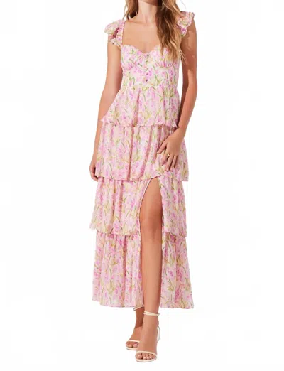 Astr The Label Vonnessa Floral Print Tiered Maxi Dress In Pink