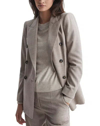 Reiss Women's Light Grey Wool Double Breasted Suit Blazer In Gray