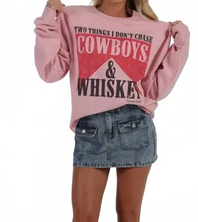 Bohemian Cowgirl Two Things I Don't Chase Sweater In Pink Multi In Pink