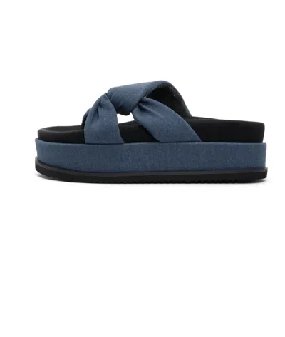 Roam Side Slip Stack Sandals In Denim In Blue