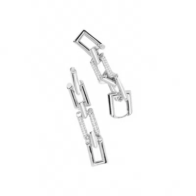 Rho Women's Pave Linked Chain Drop Earring In Silver In Silver
