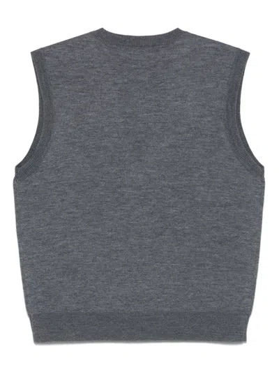 Apc A.p.c. Sleeveless Gilet With Plunging V-neck In Gray