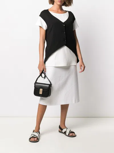 Apc A.p.c. Compact Black Calf Leather Shoulder Bag With Adjustable Strap In Black