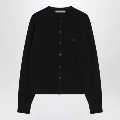 Acne Studios Ribbed Cuffs And Hem Yak Wool Cardigan In Black