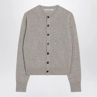 Acne Studios Ribbed Cuffs And Hem Yak Wool Cardigan In Gray