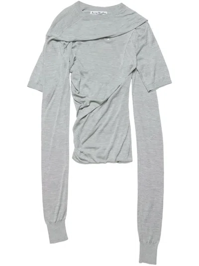 Acne Studios Deconstructed Silk Skirt In Gray