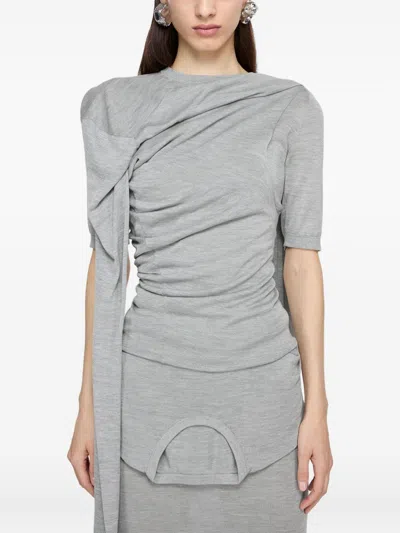 Acne Studios Deconstructed Silk Skirt In Gray