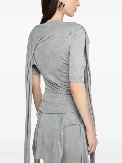 Acne Studios Deconstructed Silk Skirt In Gray