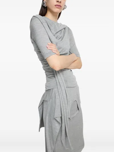 Acne Studios Deconstructed Silk Skirt In Gray