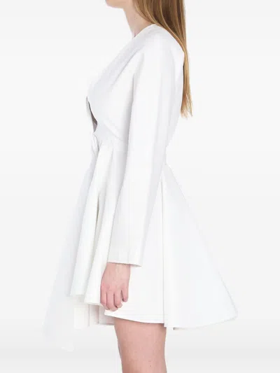 Alaïa Asym Belt Dress In Poplin In White