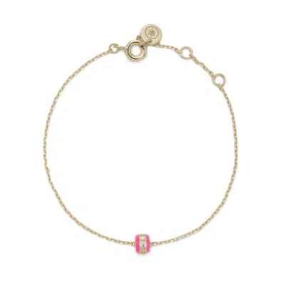 Eklexic Women's Pink Enamel & Cubic Zirconia Channel Rondelle Bracelet In 14k Gold Vermeil In Gold