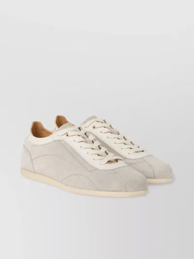 Brunello Cucinelli Suede Lace-up Low-top Sneakers In Gray