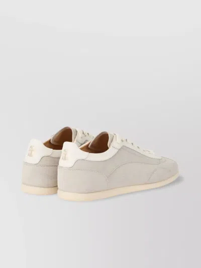Brunello Cucinelli Suede Lace-up Low-top Sneakers In Gray