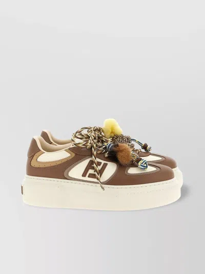 Fendi Sneakers Chunky Sole Contrast Panels In Brown