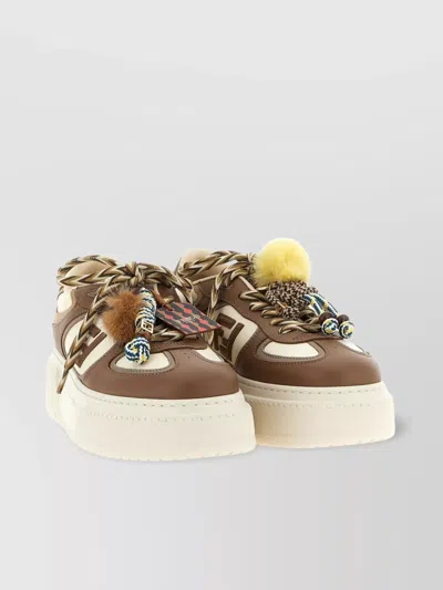 Fendi Sneakers Chunky Sole Contrast Panels In Brown