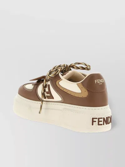 Fendi Sneakers Chunky Sole Contrast Panels In Brown