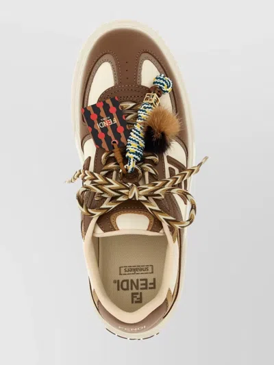Fendi Sneakers Chunky Sole Contrast Panels In Brown