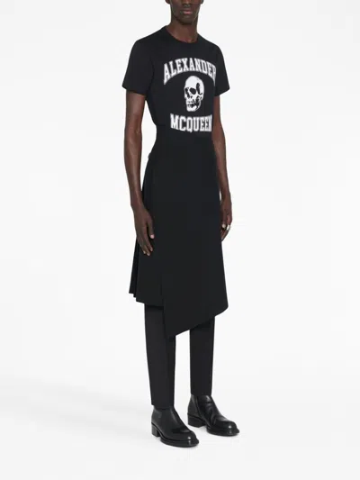 Alexander Mcqueen Men Cotton T-shirt With Logo In Black