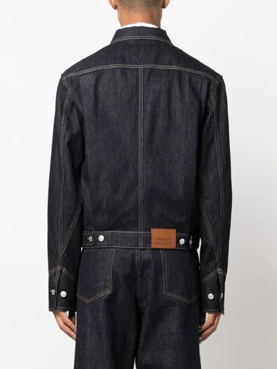 Alexander Mcqueen Zip-up Denim Jacket In Blue
