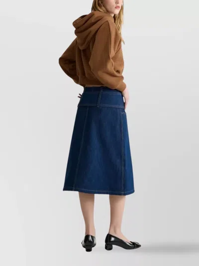Patou Midi Skirt With Zip And Belt In Blue
