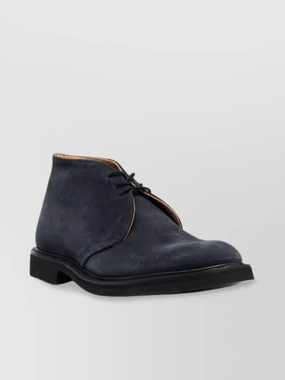 Tricker's Lace-up Suede Round Toe Ankle Boots In Black