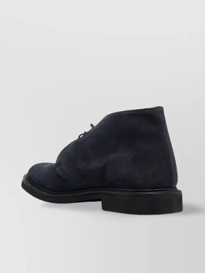 Tricker's Lace-up Suede Round Toe Ankle Boots In Black