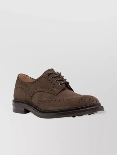 Tricker's Mens Flint Repello Suede Derby Brogues In Gray