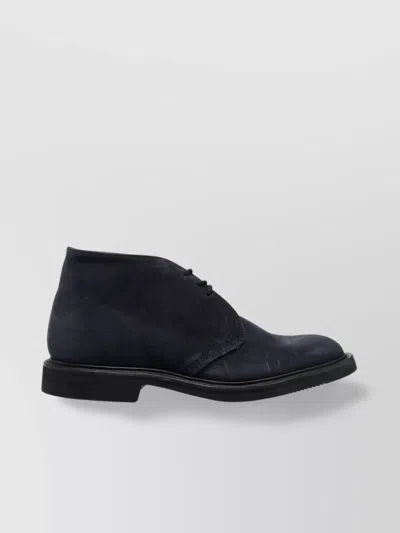 Tricker's Lace-up Suede Round Toe Ankle Boots In Black