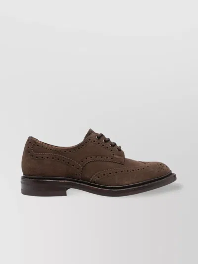 Tricker's Mens Flint Repello Suede Derby Brogues In Gray