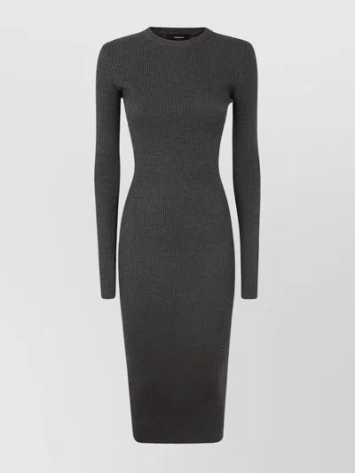 Wardrobe.nyc Ribbed Long Sleeve Dress In Gray