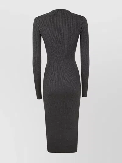 Wardrobe.nyc Ribbed Long Sleeve Dress In Gray