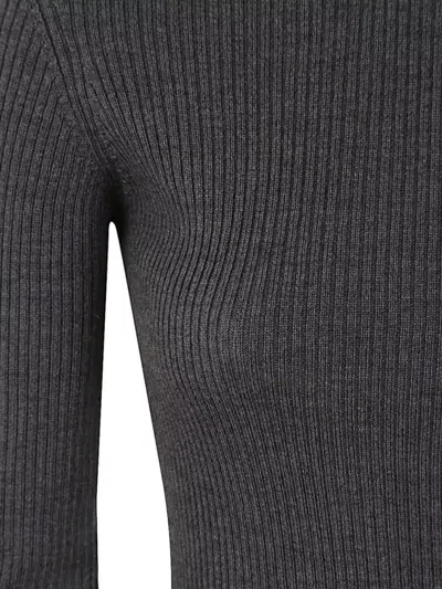 Wardrobe.nyc Ribbed Long Sleeve Dress In Gray