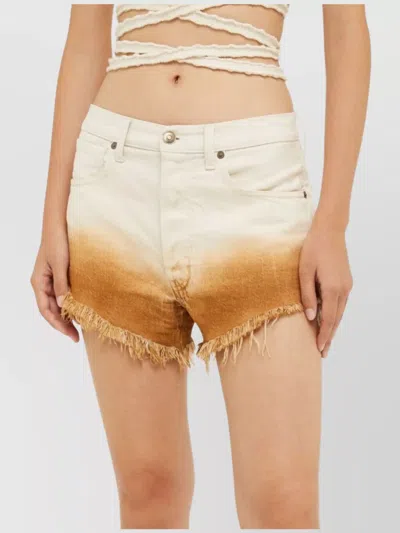 Alanui Bright Hues Frayed Denim Shorts In White