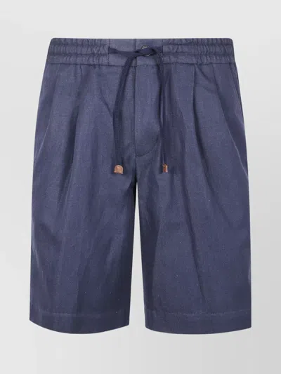 Incotex Regular Fit Pleated Front Shorts In Blue