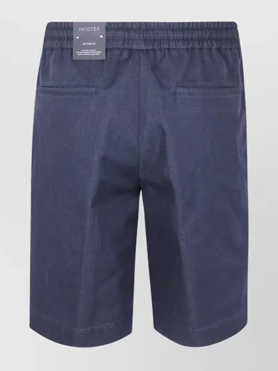 Incotex Regular Fit Pleated Front Shorts In Blue