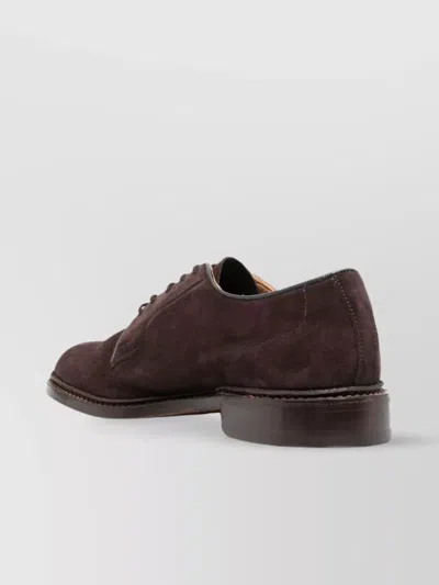 Tricker's Light Lace-up Suede Round Toe In Brown