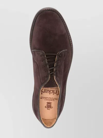 Tricker's Light Lace-up Suede Round Toe In Brown